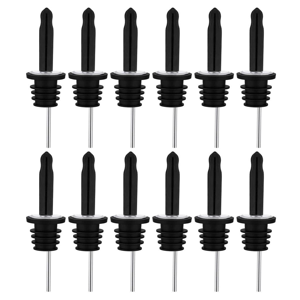 12 Pack Liquor Bottle Pourers, Liquor Pour Spout for Liquor Bottles, Stainless Steel Olive Oil Dispenser Spout, Dust Caps Covers