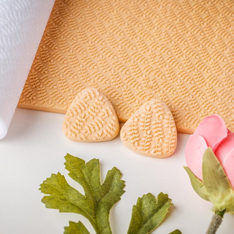 Pottery Tool Soft Clay Roller Leaf Pattern Non-stick Mud Easy Clean for Embossed Texture DIY Handmade Earrings Pendant