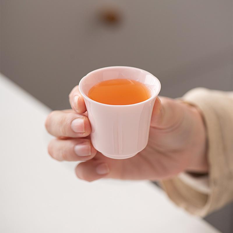 Portable Pink Ceramic Tea Set with One Pot & Three Cups - Ideal for Travel & Outdoor Use