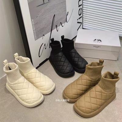 Vintage Versatile Snow Boots for Women 2025 New Winter Thickened Warm Cotton Shoes Cream Bread Shoesins