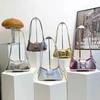 Borsa a tracolla con scomparto interno solido, decorazione con cintura, alta qualità, tasca con cerniera in PU per donna.