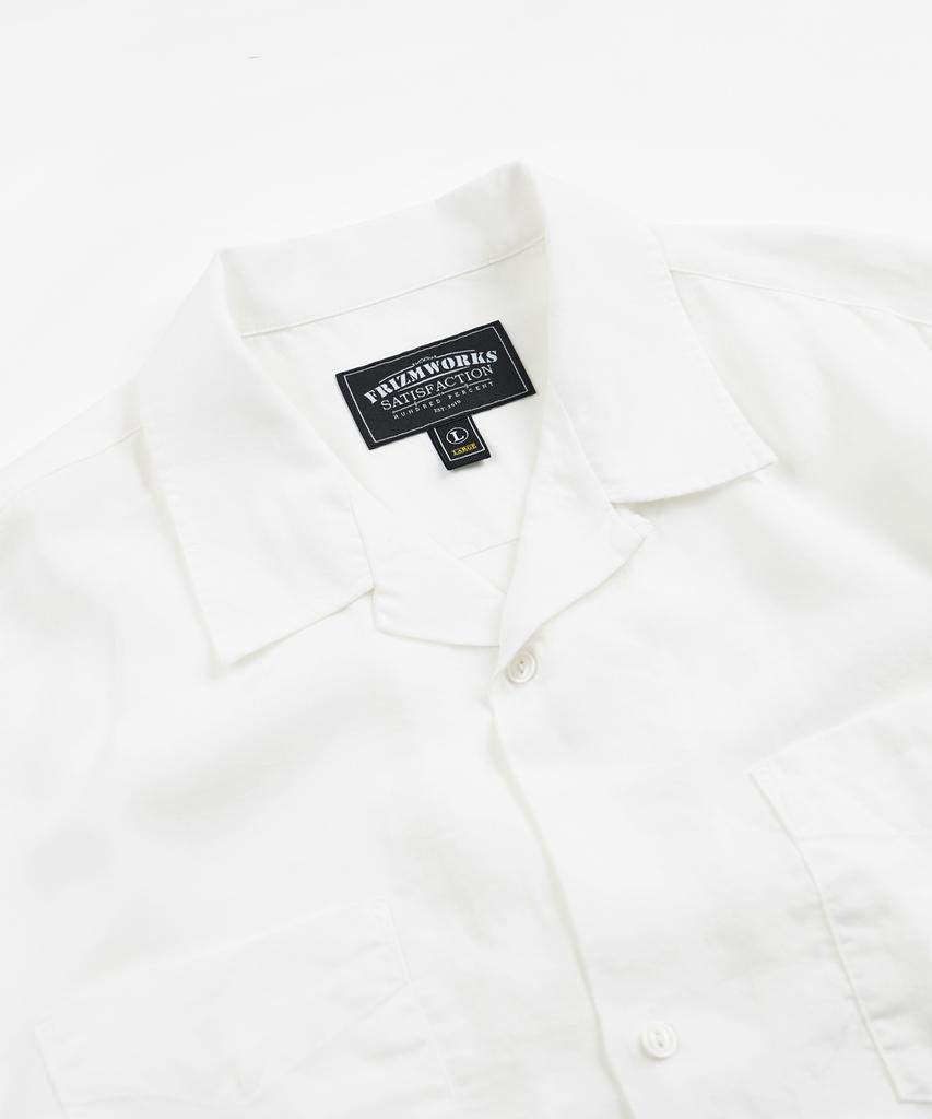 FRIZMWORKS Tencel Linen Open Collar Shirt _ Ivory