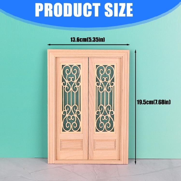 Unpainted Wood Double Hinged Door For Dollhouses Construction 1/12 Scale Miniature Building Accessory