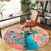 1PC Peacock Flowers Office Round Area Rug, Under Office Chairs Bedroom Living Room Home Decor,Carpet for Office, -1110173