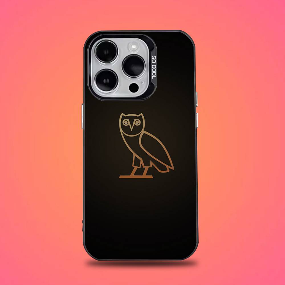 Custodia per Telefono Drake O-OvO OWL Per iPhone 16,15,14,13,12,11,Pro,Max,Plus,Mini,XS,SE Anti Caduta Nero Opaco Bumper Rigido