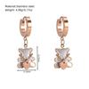 Sweet Peach Heart & Bear Earrings, Titanium Steel Studs with White Shell, Korean Style for Women