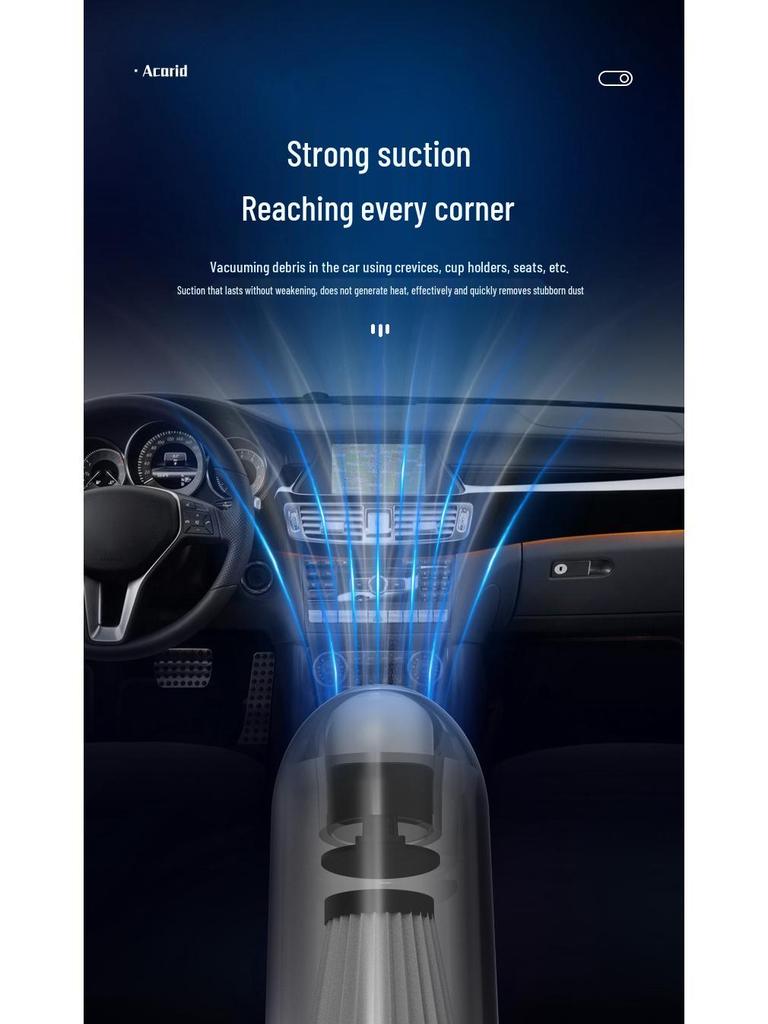 Powerful Cordless Car Vacuum with Brushless Motor & Long Battery Life - Multipurpose Dust & Mite Remover for Home & Keyboard Cleaning