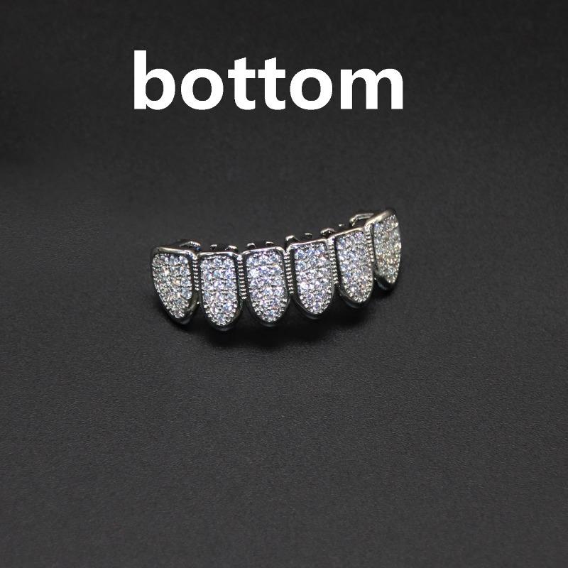 Set di Denti HipHop CZ per Unisex Mascella Superiore Inferiore Colore Oro Rame Denti Copri Denti Rimovibile Gioielli Dentali alla Moda