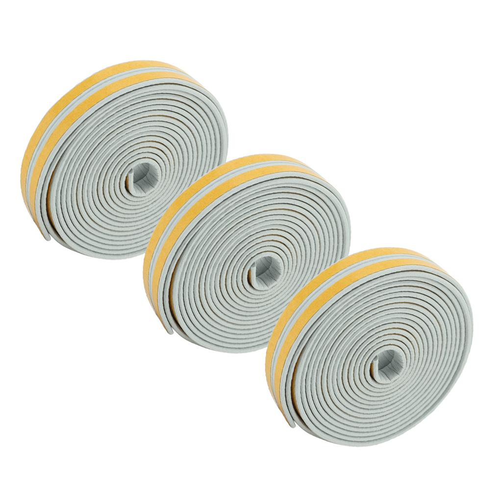 6Pcs Foam Weather Stripping Door Seal Strip Insulation Tape Roll Self Adhesive Sealing Weatherstrip