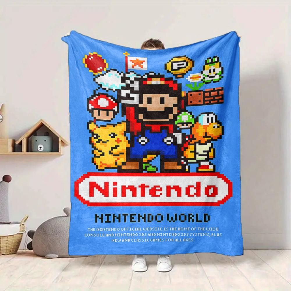 1pc Mario Nintendo World Flannel Blanket, Soft Skin Friendly with Digital Printing, Various Sizes Available for Family, Friends, Birthday