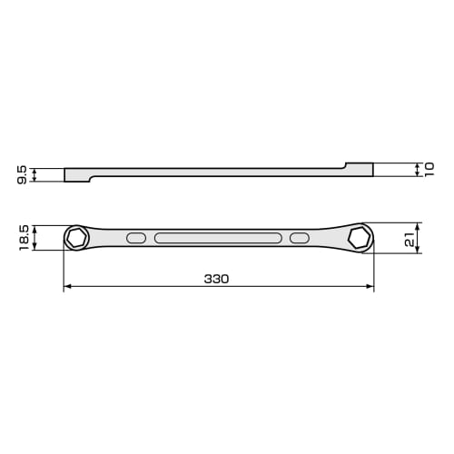 TONE HPM05V-1214 Super Long Open End Wrench (Straight/Hex), 12 x 14mm, Plated