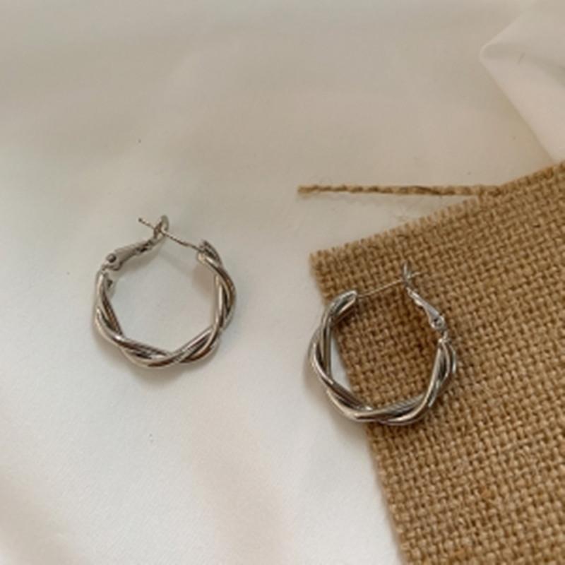 Twist Circle Hong Kong Style Earrings Niche Light Luxury Temperament High-end Design Ear Buckle Earrings Women