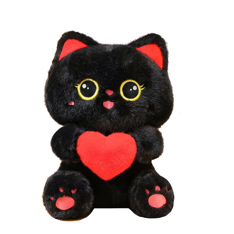 

Плюшевая игрушка кошка, обнимающая сердце, мультяшная кукла-подушка черная кошка для сна детей 40cm/15.75in