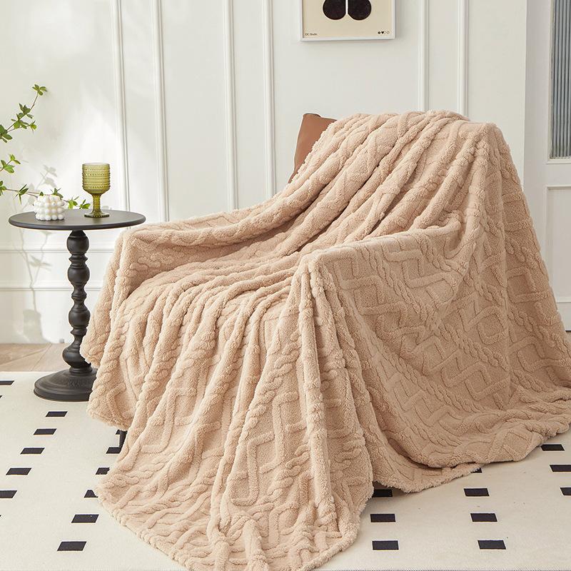 

Solid Color Thickened Wide Striped Multifunctional Blanket Can Be Used As Bed Sheet Cover Nap Blanket 70x100cm