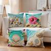 4pcs Tropical Beach Cushions Pillowcase Polyester Cushion Cover Throw Pillow Pillowcover Home Car Sofa Decor