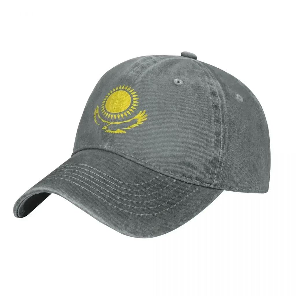 Kazakhstan Flags Denim Baseball Cap Yellow Sun Men Adult Custom DIY Trucker Hat Fashion Running Hippie Dropshipping Baseball Cap