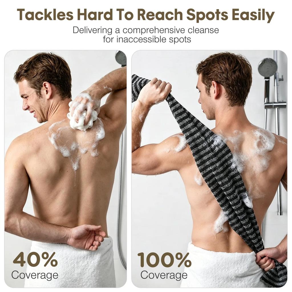 2Pcs Exfoliating Shower Towel, Stretchable Quick-Dry Exfoliating Washcloth, Soft Exfoliating Bath Towel for All Skin Types