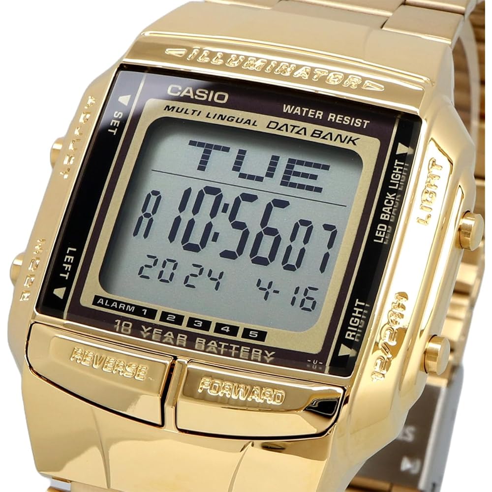 Casio Data Bank Telememo 30 Digital Watch DB-360G-9A Men's Gold Analog Display