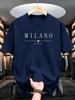 Men's Casual Pattern MILANO LTALIA Printed Sports Comfortable Round Neck Men's Clothing Women's Summer Short-sleeved T Shirt