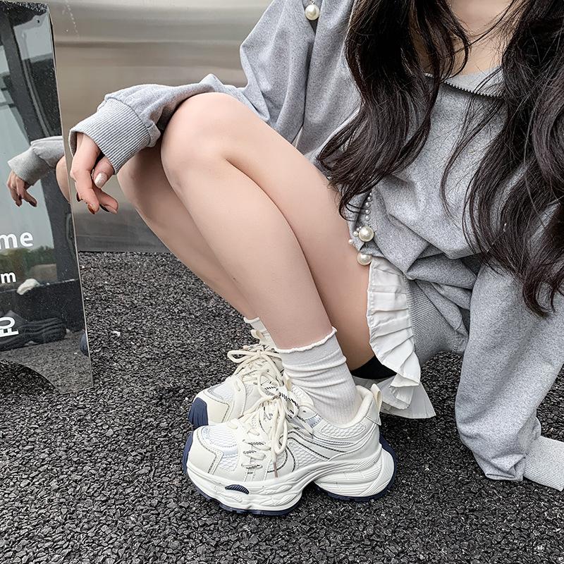 Casual Style Platform Dad Shoes Women's 2026 Mesh Breathable Casual Shoes Lace-up Heightening Versatile Sports Shoes