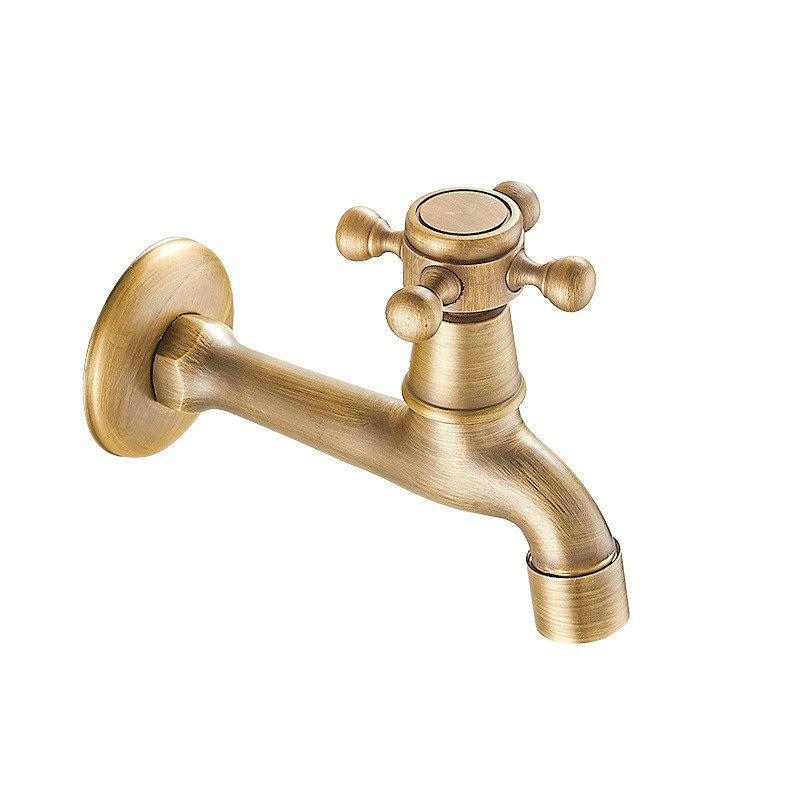 Grifo para Fregadero de Mopa de Estilo Europeo de Doble Uso con Rociador de Apertura Rápida - Agua Fría Única, Uno Entra Dos Salen