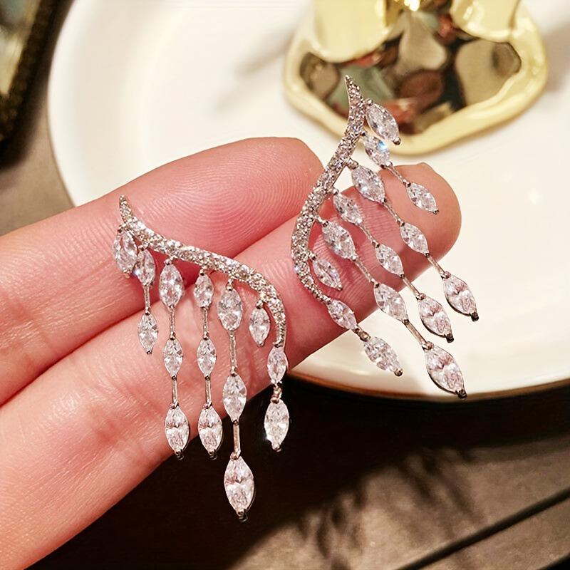 Luxury Crystal Rhinestone Angel Wing Water Drop Stud Earrings