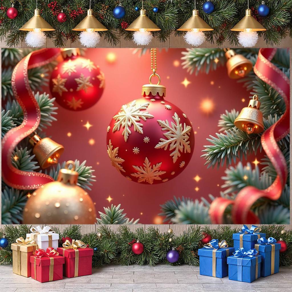 Xmas Banner Red Background Christmas Banner Red Gold Banner Red Gold Theme For Christmas Party Holiday Party Home Decor