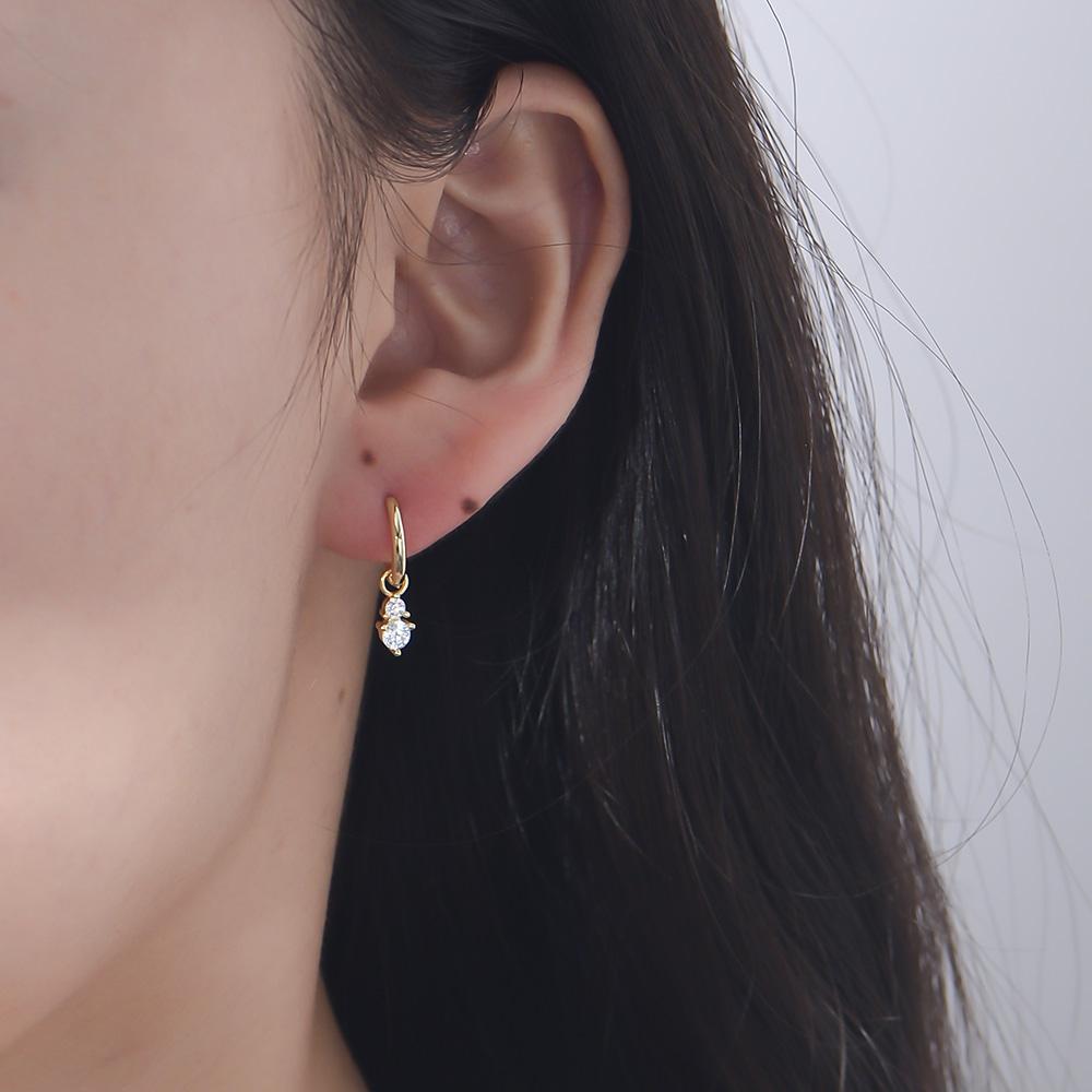 Fine Jewelry 925 Sterling Silver Earrings 14k 18K Gold Plated Earrings Women Cubic Zirconia Hoops Huggies Earring
