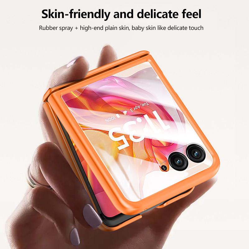 Feel Skin Leather Hinge Shockproof Cover for Motorola Razr 50 50Ultra Case Ani-Knock Protective Full Protection Film Case Cover