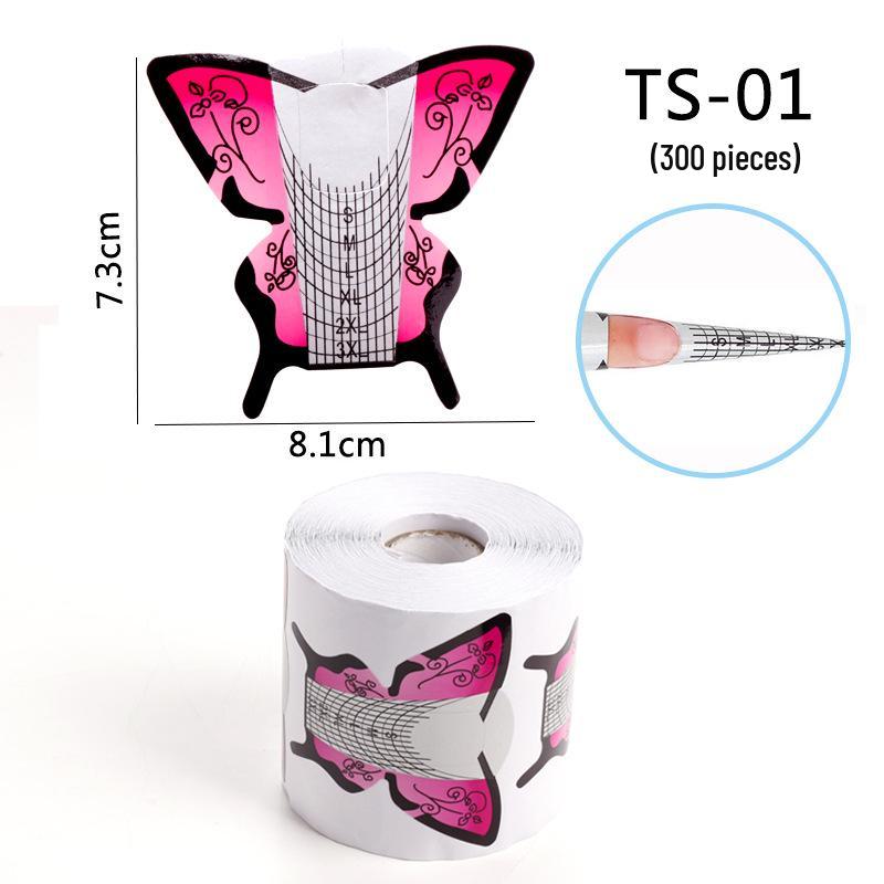 100-Piece French Light Therapy Nail Extension Forms: Butterfly & Horseshoe Designs