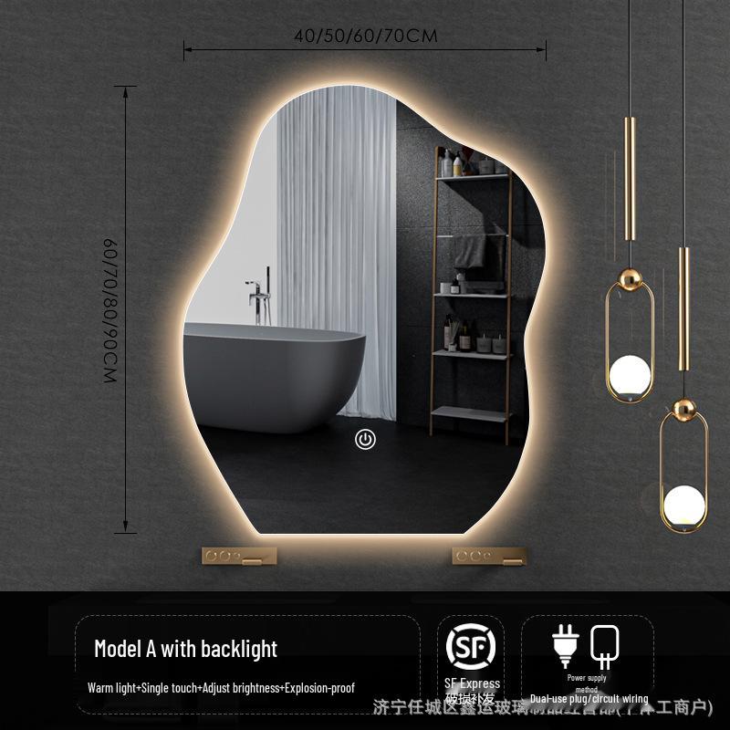 Irregular Shape LED Vanity Mirror: Wall-Mounted, Luminous, Smart Cloud Bedroom Makeup Mirror with Lights
