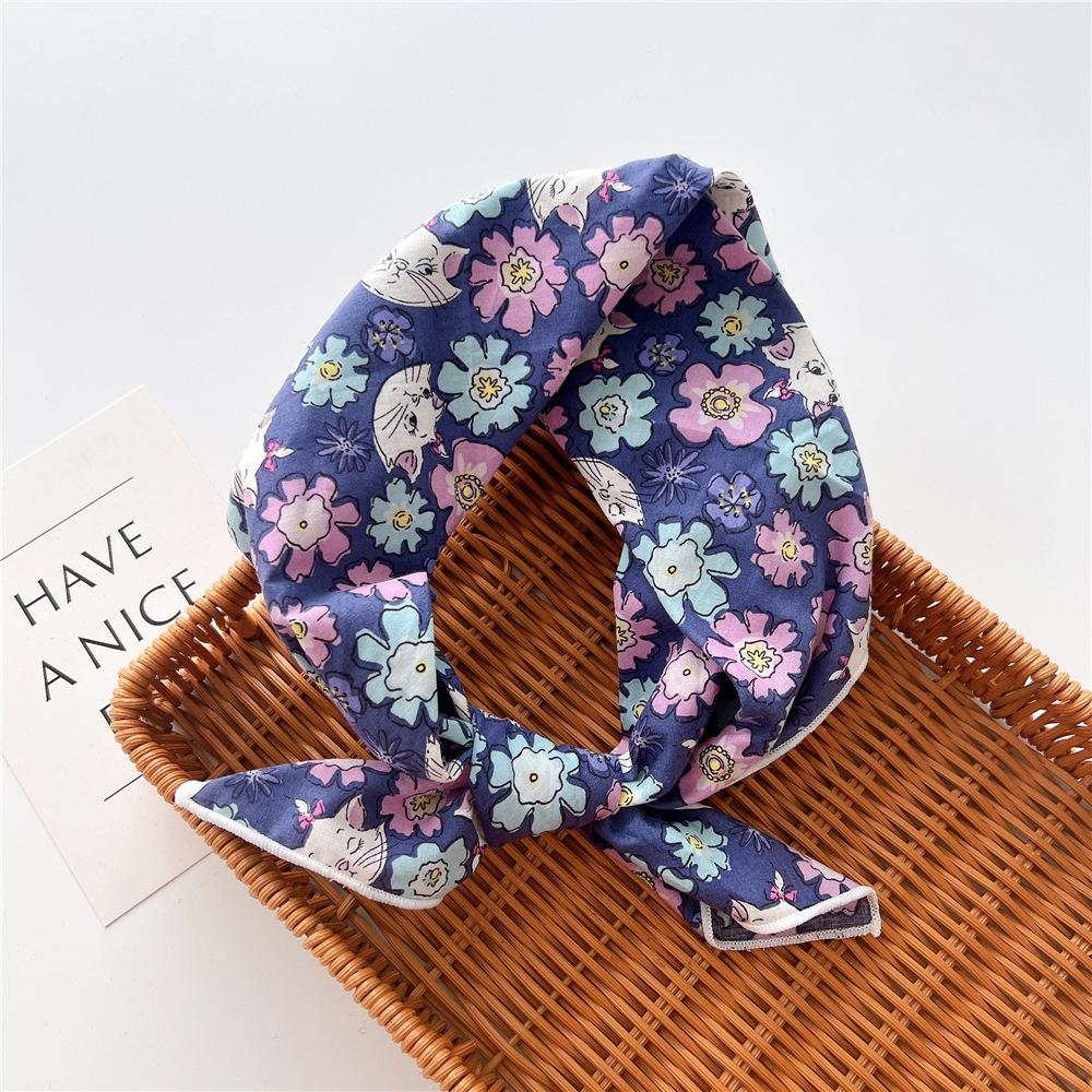 Cotton And Linen Small Square Scarf Silk Scarf Women'S Spring And Autumn New Style Artistic And Versatile Fashionable Temperament Headband Scarf