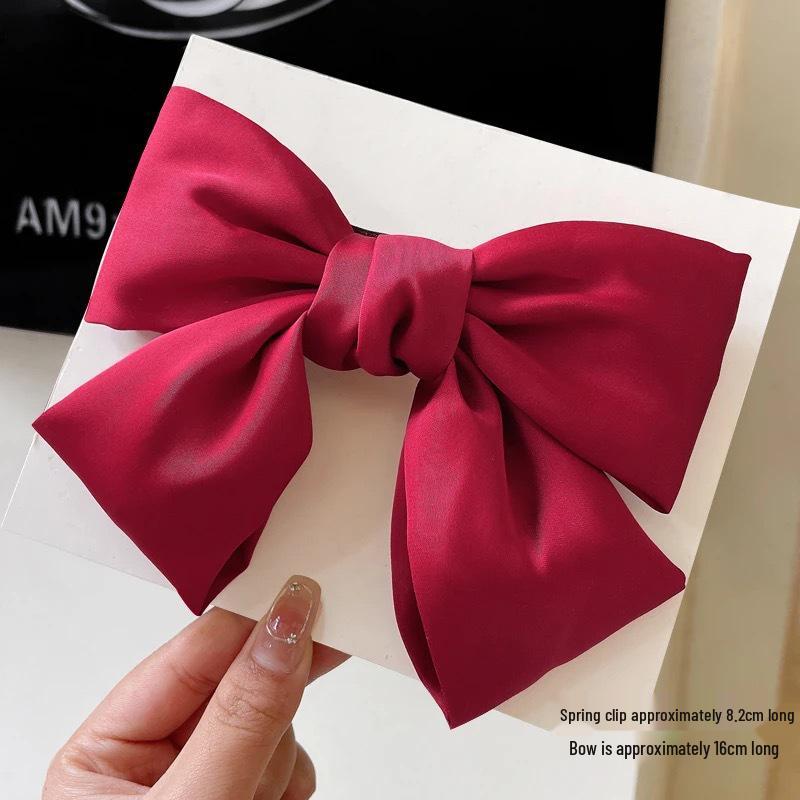 Black Satin Large Bow Headpiece Hair Clip - Women's Autumn/Winter 2025 Edition