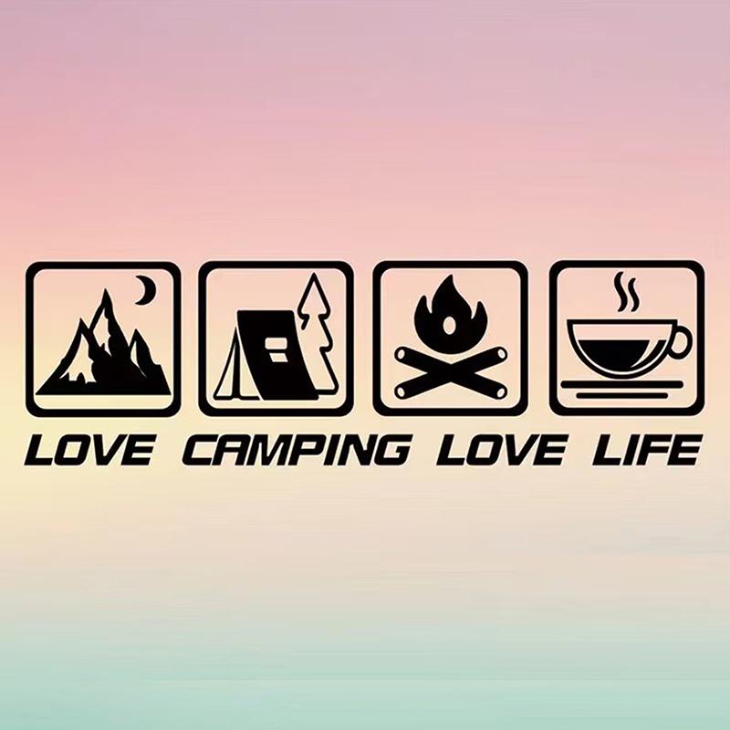 Love Camping, Love Life. Car Sticker Decoration Waterproof For Window And Bumper Stickers Of Cars, Trucks And Motorcycles