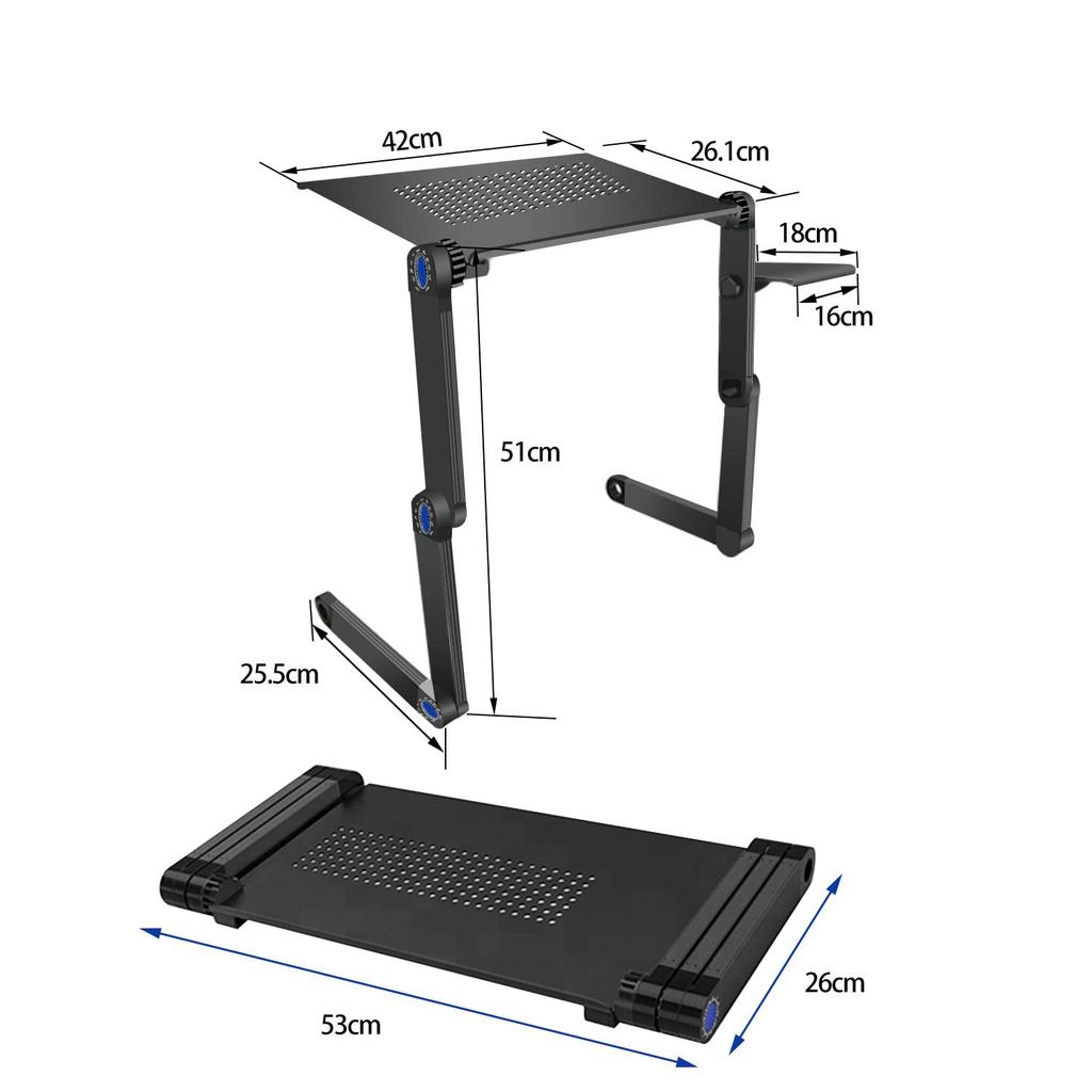 Laptop Stand, PC Stand, Computer Desk, Height Adjustable, Posture Adjustable, Foldable, Aluminum Computer Stand (Black)