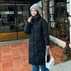 Down cotton jacket women's mid-length over the knee new Korean version of loose Hong Kong style ins thick cotton jacket for the winter of 2025