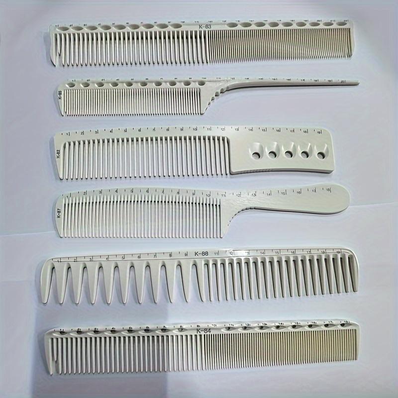 Set di 6 pettini professionali per taglio capelli, Pettini antistatici in fibra di carbonio con scala, Kit di strumenti per styling da salone e barbiere
