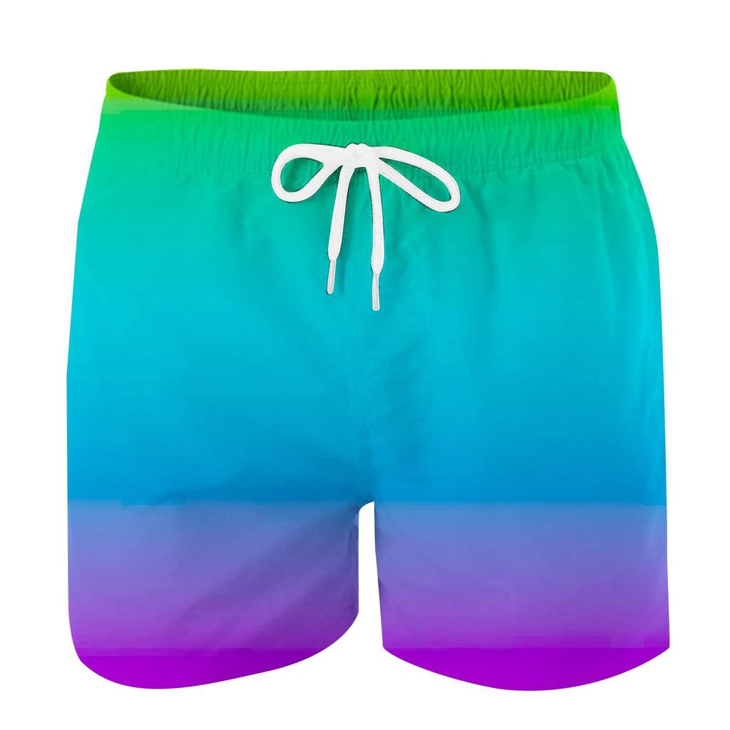 Sommer-Badehose für Herren, schnell trocknende Shorts mit Taschen und Strandshorts mit Farbverlaufsdruck