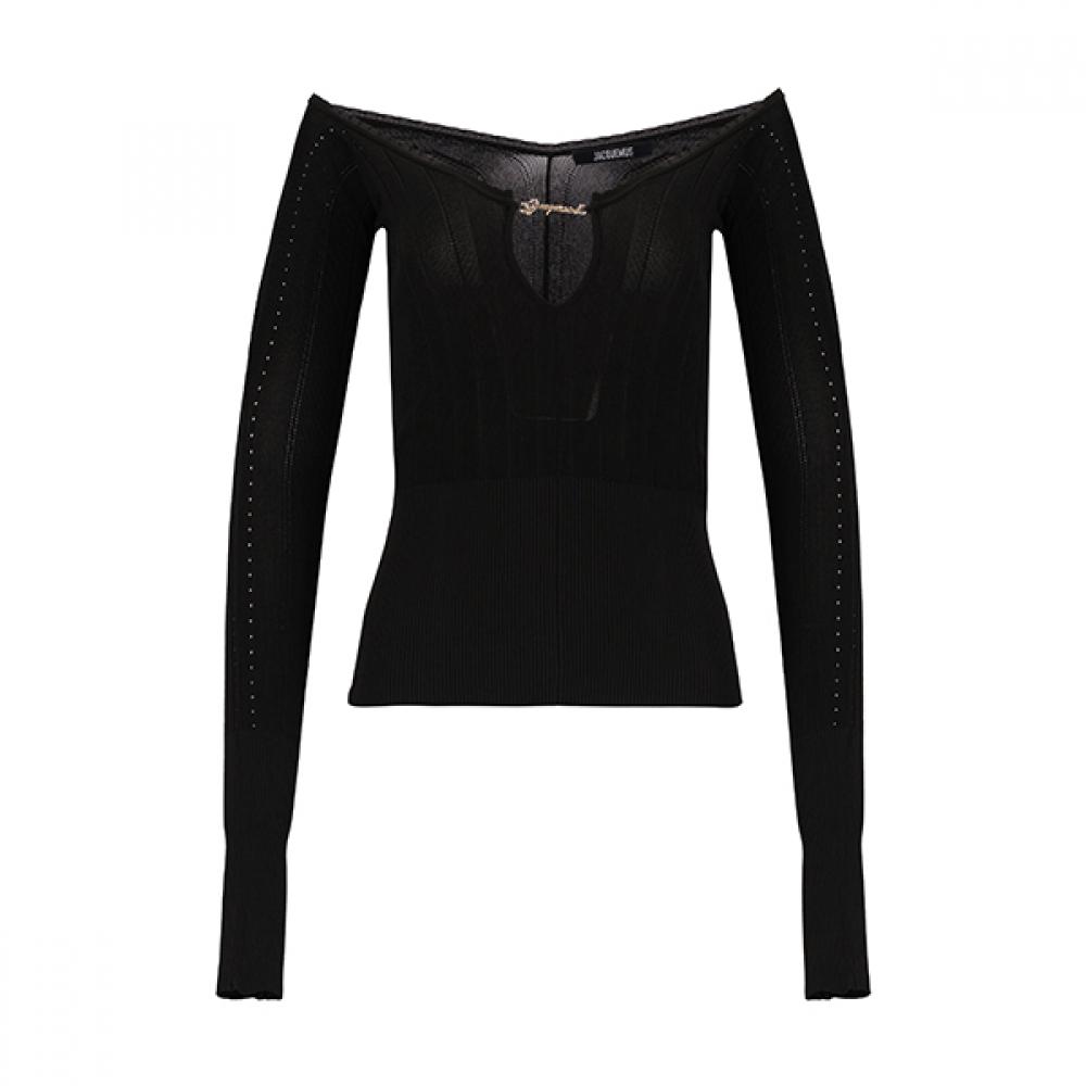

JacquemuS 241kn357 2358 990 Топ з логотипом Le Haute, гребінчастий, жіночий, S, в язаний 241KN357-2358 990 (34)