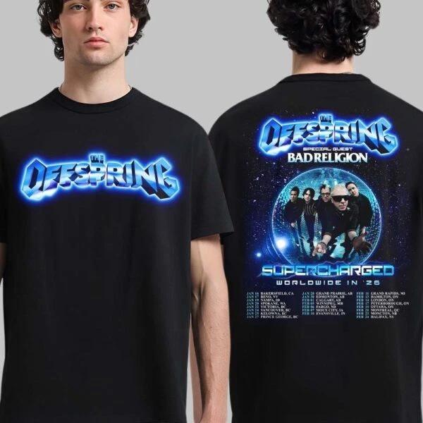 Nuova T-shirt The Offspring Supercharged Tour 2026 Primavera Estate nuova Moda y2k ins cotone puro Manica corta Top Musica Pop