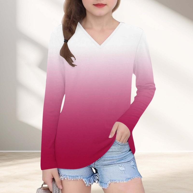 Womens V-Neck Long Sleeve Loose Fit T-Shirt With Polka Dot Print Casual Oversized Top Daily Wear