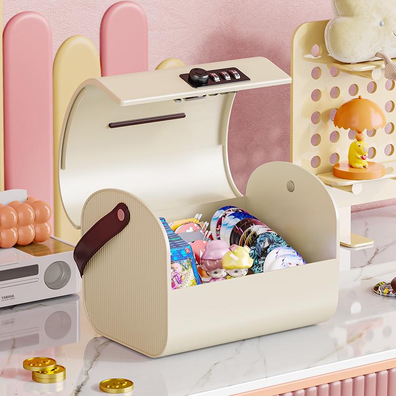 Children's Lockable Storage Box Piggy Bank with Stickers DIY - Cute Handheld Design