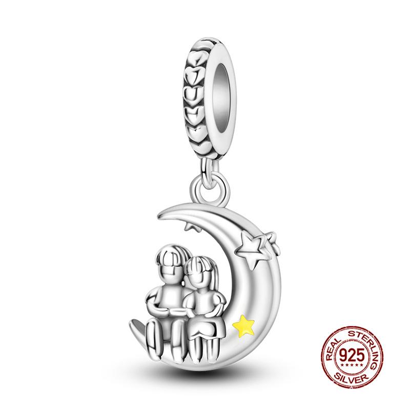 Original Charm Copper Cat Series - Cat Pendant Under The Moon Charms Fit 3Mm Original Bracelet Women Diy Fine Jewelry Gifts