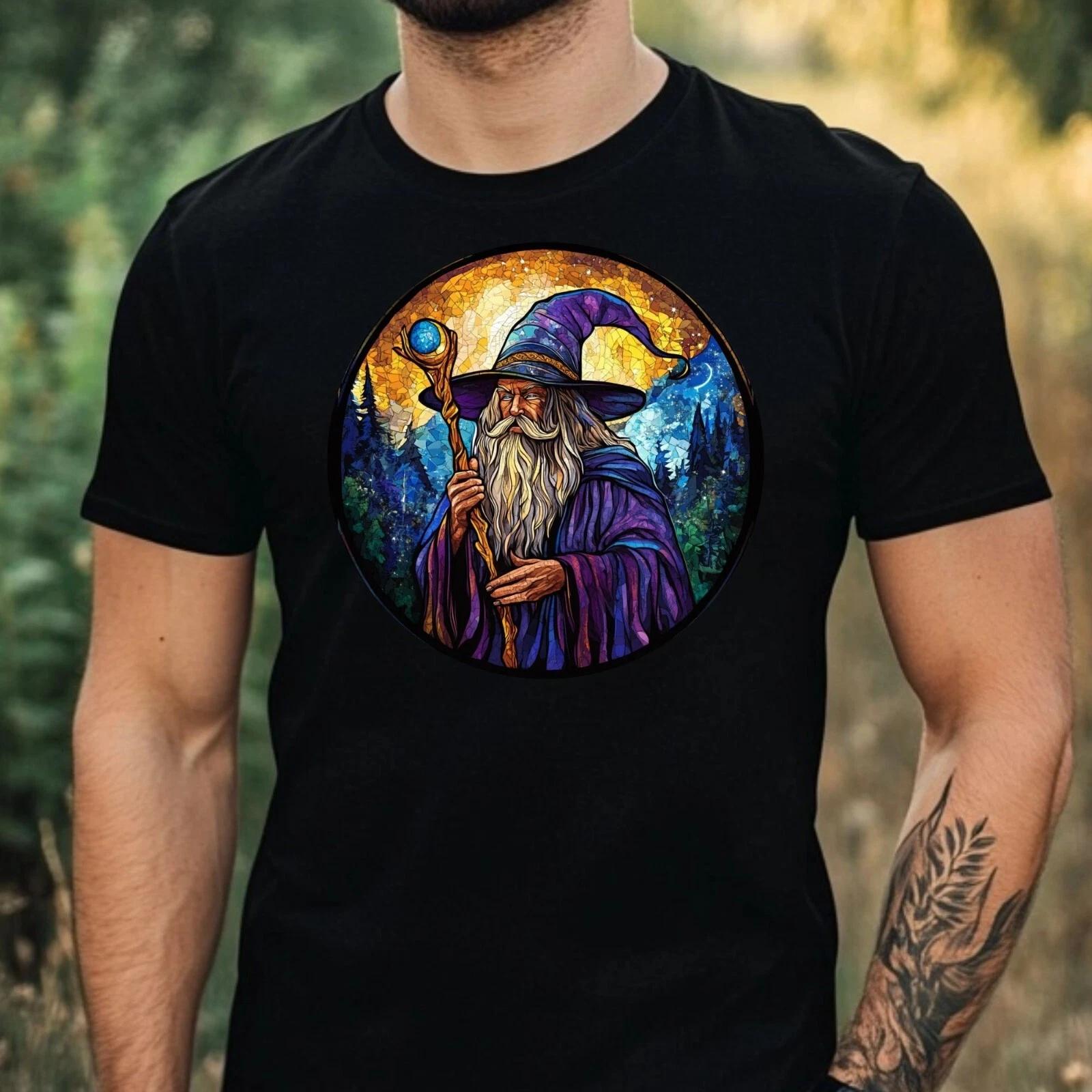 T-Shirt Herren Zauberer Buntglas Motiv Baumwolle Größe XS bis 5XL XS