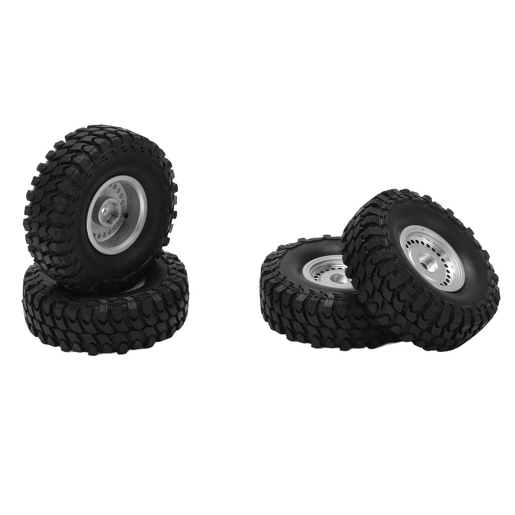 4pcs 55mm Front Rr Rubber Tires and 24 Hole Wheel Rims Set for AL SCX24 1/24 RC Car
