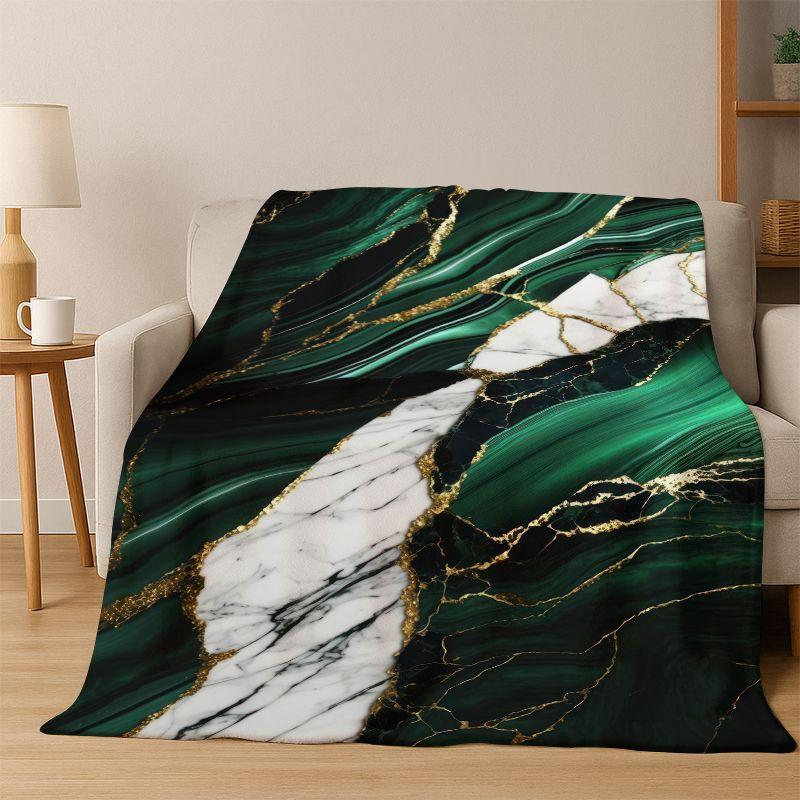 Lussuosa Coperta in Flanella Colorata Marmo Oro Nero Morbida Calda Coperta Plaid per Camera da Letto Soggiorno Letto Viaggio Picnic