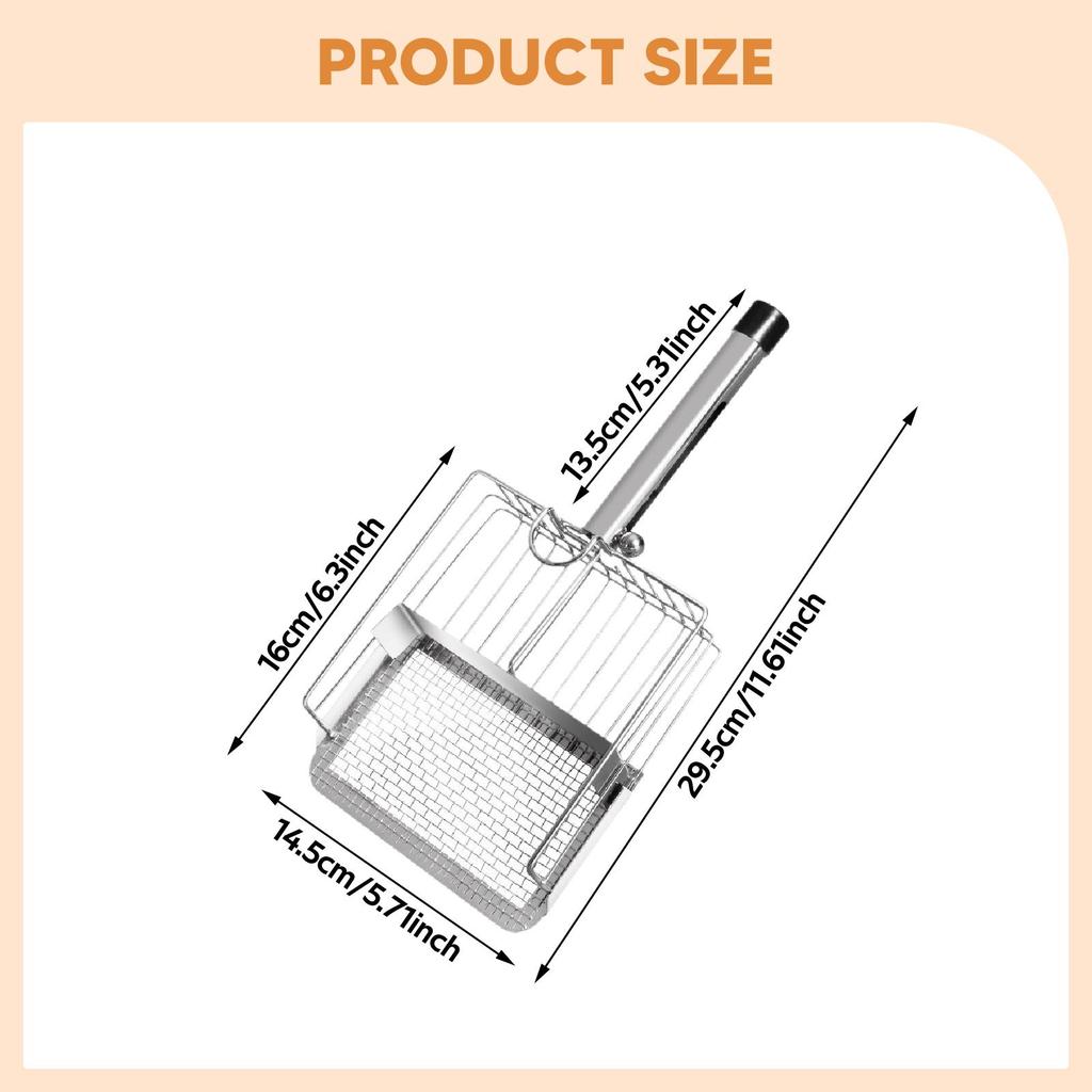 Cat Litter Scoop Scooper Metal for Most Litter Box Pet Accessories Easy to Clean Efficient Stainless Steel Lifter Sifting