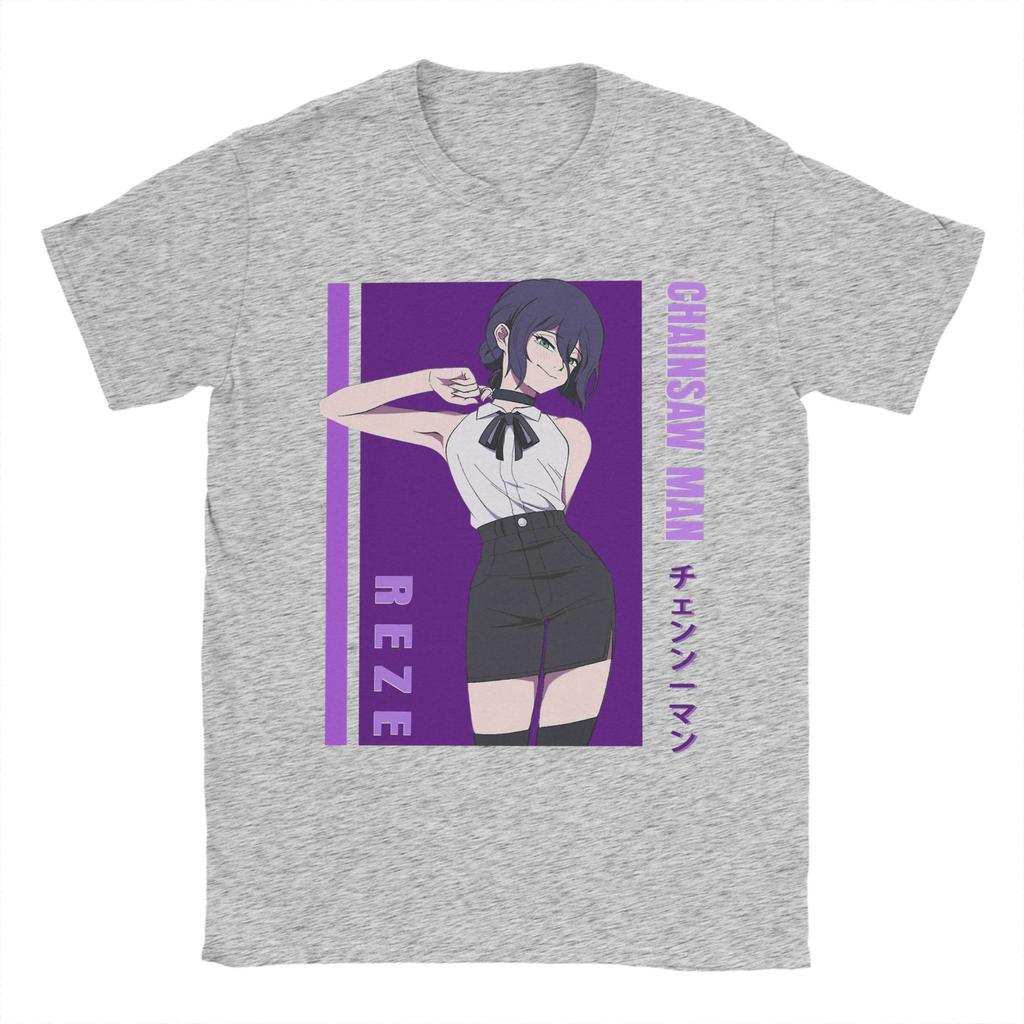 Oversized TShirt Chainsaw Man Reze Japanese Anime Cotton T Shirts Tee Shirt for Man Summer Y2K Casual Short Sleeve Top Tees