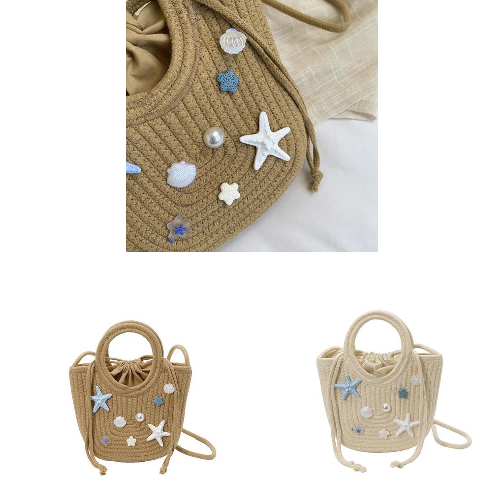 Grass Weave Handbag For Women Small Bucket Style Casual Summer Beach Accessory