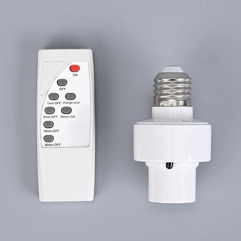 Remote Control E27 Lamp Holder AC85-265V Infrared Smart Timing Bulb Base Socket For Downlight Pendant Night Light